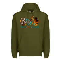Army Green peace love cowgirls Premium Hoodie - OliviaCreatesArt