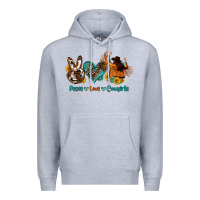 Heather Grey peace love cowgirls Premium Hoodie - OliviaCreatesArt