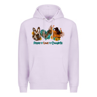 Lilac peace love cowgirls Premium Hoodie - OliviaCreatesArt