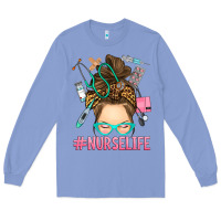 Colony Blue messy bun nurse life Long Sleeve Tee - RanaPortraitStore