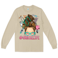 Mushroom messy bun nurse life Long Sleeve Tee - RanaPortraitStore