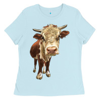 Baby Blue Hereford Heifer Ladies Tee - LillyAllenDesigns