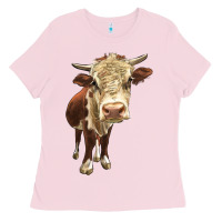 Bubblegum Pink Hereford Heifer Ladies Tee - LillyAllenDesigns