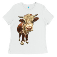 White Hereford Heifer Ladies Tee - LillyAllenDesigns