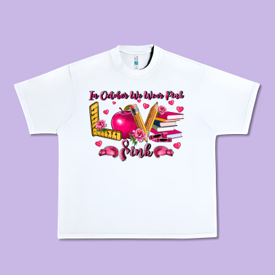 In October We Wear Pink Teacher Urban Heavy Tee Designed By Lillyallendesigns