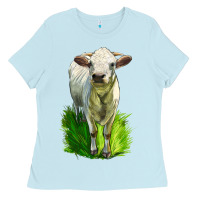 Baby Blue Charolais Heifer Ladies Tee - LillyAllenDesigns