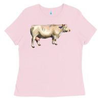 Bubblegum Pink charolais cattle Ladies Tee - LillyAllenDesigns