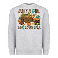 Heather Grey Just a Girl Who Loves Fall Heavyweight Sweatshirt - texasbilliewilder