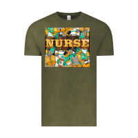 Vintage Olive Green And Yellow Nurse Vintage Tee - LillyAllenDesigns