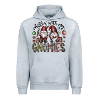 Heather Grey Chillin With My Gnomies Urban Hoodie - CowhideDigitalArt