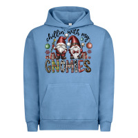 Pigment Pebble Blue Chillin With My Gnomies Urban Hoodie - CowhideDigitalArt