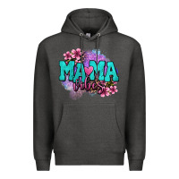 Charcoal Heather mama vibes floral Premium Hoodie - OliviaCreatesArt