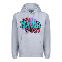 Heather Grey mama vibes floral Premium Hoodie - OliviaCreatesArt