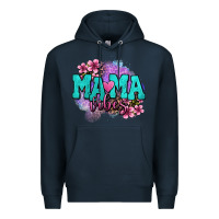 Navy mama vibes floral Premium Hoodie - OliviaCreatesArt