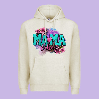 Mama Vibes Floral Premium Hoodie Designed By Oliviacreatesart