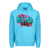 Ocean Blue mama vibes floral Premium Hoodie - OliviaCreatesArt