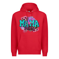 Red mama vibes floral Premium Hoodie - OliviaCreatesArt