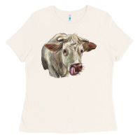 Bone Charolais Cattle Face Ladies Tee - LillyAllenDesigns