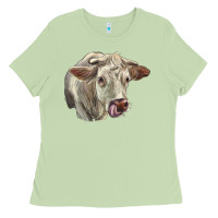 Matcha Charolais Cattle Face Ladies Tee - LillyAllenDesigns