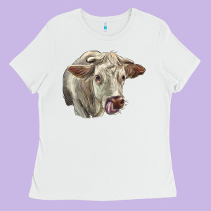 Charolais Cattle Face Ladies Tee Designed By Lillyallendesigns