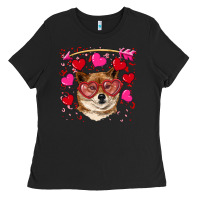 Black valentine's shiba inu Ladies Tee - RanaPortraitStore