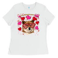 White valentine's shiba inu Ladies Tee - RanaPortraitStore