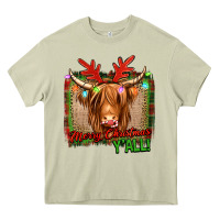 Mossy merry christmas y'all highland cow Heavy Core Tee - Jasminsmagicworld