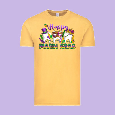 Mardi Gras Celebration With Teeth Vintage Tee Designed By Lillyallendesigns