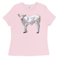 Bubblegum Pink charolais calf Ladies Tee - LillyAllenDesigns