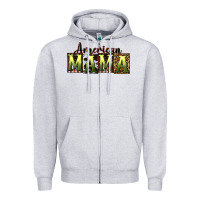 Heather Grey American Mama  Mother's Day Zipper Hoodie - CowGirlArtShop