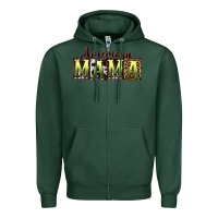 Sports Green American Mama  Mother's Day Zipper Hoodie - CowGirlArtShop