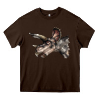 Chocolate Brown Triceratops Horridus Face Heavy Core Tee - LillyAllenDesigns