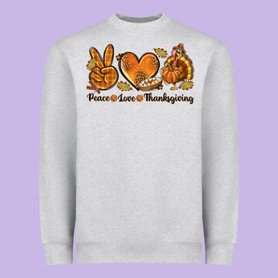 Peace Love Thanksgiving Heavyweight Sweatshirt Designed By Texasbilliewilder