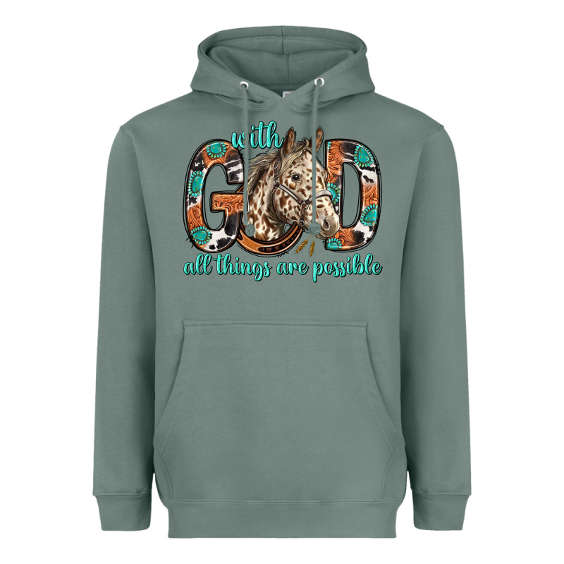 With God All Things Are Possible With Horse Bbs Heavyweight Hoodie by BundleAndBundleShop | Teevron