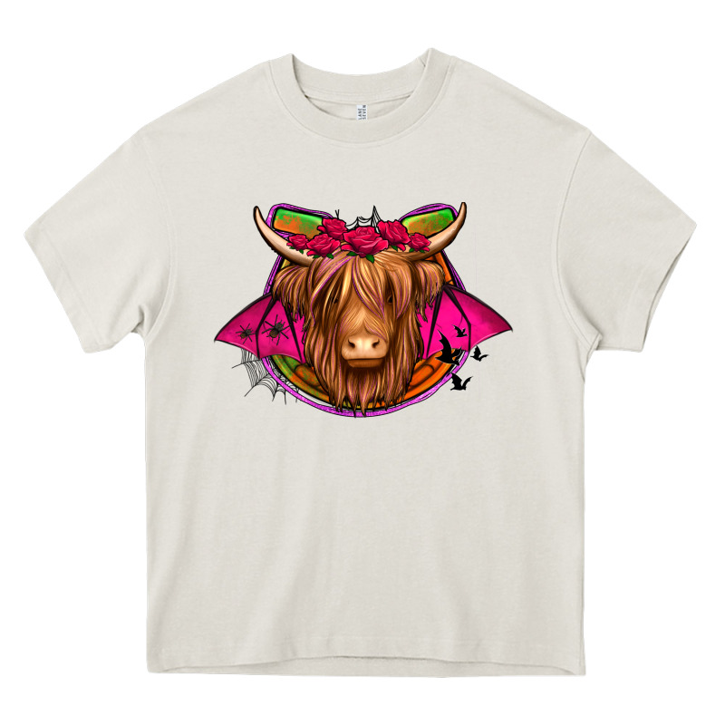 Halloween Highland Cow Horseshoe Heavy Core Tee by Jasminsmagicworld | Teevron