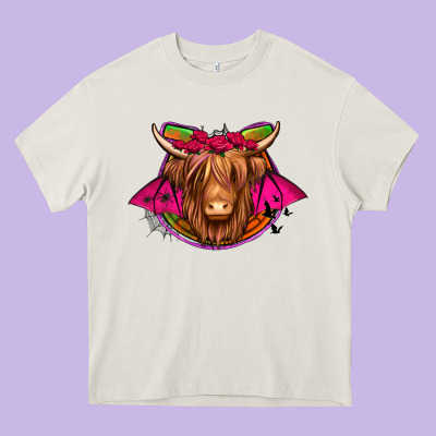 Halloween Highland Cow Horseshoe Heavy Core Tee Designed By Jasminsmagicworld