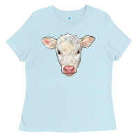 Baby Blue charolais calf face Ladies Tee - LillyAllenDesigns