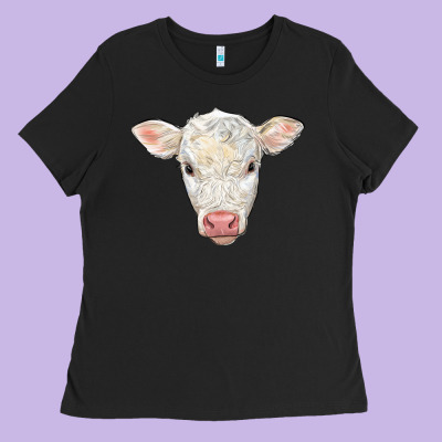 Charolais Calf Face Ladies Tee Designed By Lillyallendesigns