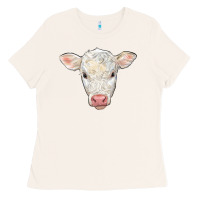 Bone charolais calf face Ladies Tee - LillyAllenDesigns