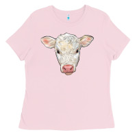 Bubblegum Pink charolais calf face Ladies Tee - LillyAllenDesigns