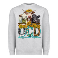 Heather Grey Obsessive Cow Disorder with Cows Heavyweight Sweatshirt - texasbilliewilder