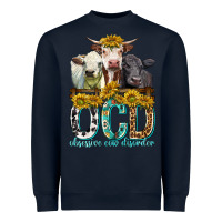 Navy Obsessive Cow Disorder with Cows Heavyweight Sweatshirt - texasbilliewilder