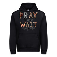 Black Pray Trust Wait Repeat Urban Hoodie - CowhideDigitalArt