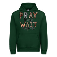 Forest Green Pray Trust Wait Repeat Urban Hoodie - CowhideDigitalArt