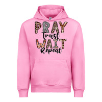 Fuchsia Pink Pray Trust Wait Repeat Urban Hoodie - CowhideDigitalArt