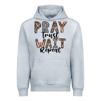 Heather Grey Pray Trust Wait Repeat Urban Hoodie - CowhideDigitalArt