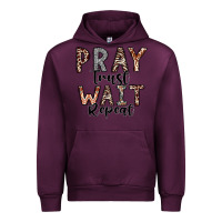 Mauve Wine Pray Trust Wait Repeat Urban Hoodie - CowhideDigitalArt