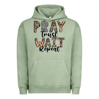 Pigment Oil Green Pray Trust Wait Repeat Urban Hoodie - CowhideDigitalArt