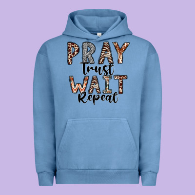 Pray Trust Wait Repeat Urban Hoodie Designed By Cowhidedigitalart