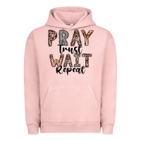Pigment Salmon Pray Trust Wait Repeat Urban Hoodie - CowhideDigitalArt